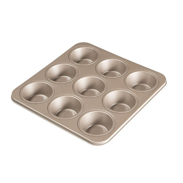For Bake Carbon Steel Nonstick Bakeware Muffin Pan (9-Cup)
