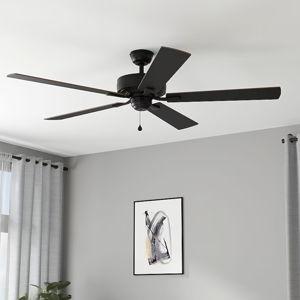 Harbor Breeze Cypress Point 60-in Matte Black with Matte Black/Auburn Blades Downrod or Flush Mount Ceiling Fan Without Light 5 -Blade