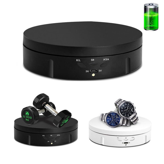 JAYEGT Motorized Rotating Display Stand, 5.74inch /22lbs Load, 360 Degree Electronic Turntable Display Stand for Photography Products Shows , Jewelry, Watch, 3D Models, Cake --Black