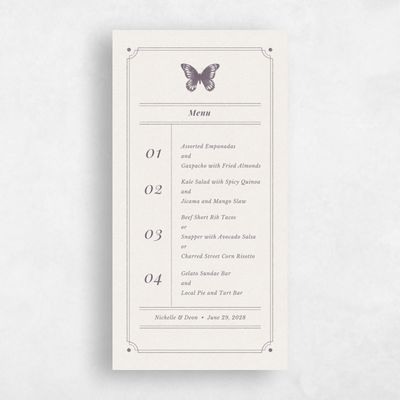 Dusty Purple Wedding Menu - Chetumal