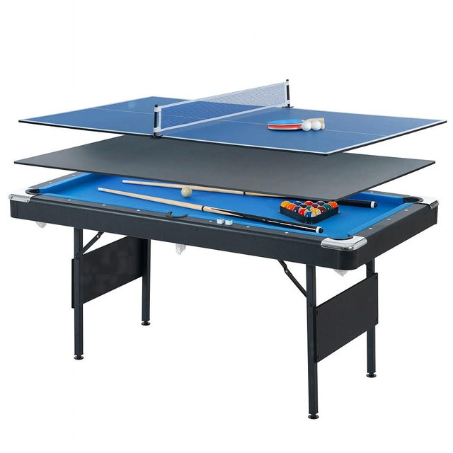 Dithoko 3 in 1 Billiard Table, 5.5 FT Folding Pool Table with Ping Pong Table and Dining Top, Multi Game Table Includes Billiard Accessories and Tennis Paddles for Family Game Room, Basements