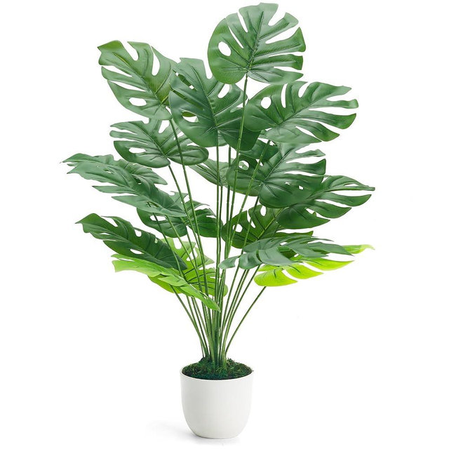 Der Rose 28" Fake Plants Large Artificial Monstera Faux Potted Plants Indoor Tall Tree for Living Room Decor