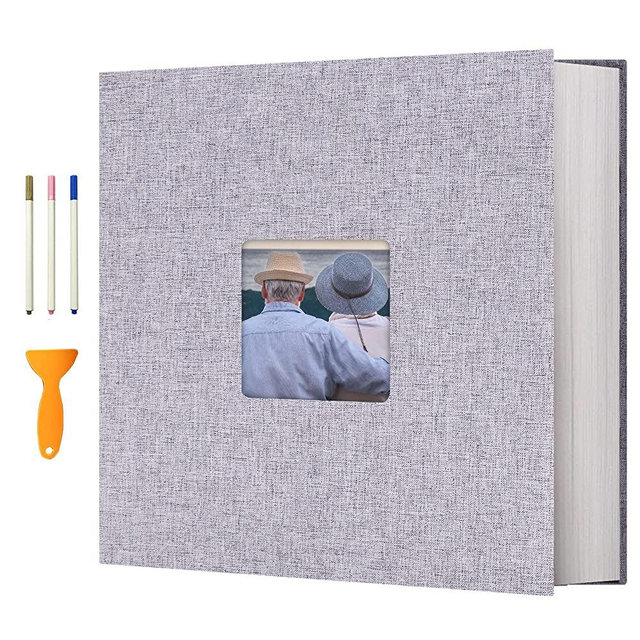 Vienrose Photo Album Self Adhesive 13x12.6 for 600 Photos Linen Scrapbook 120 Pages