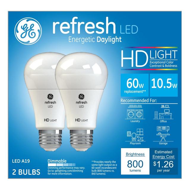 General Electric 60w 2pk Refresh Daylight Hd Equivalent A19 LED