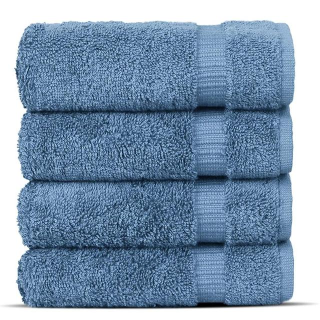 Chakir Turkish Linens Hotel & Spa Quality, Highly Absorbent 100% Cotton Turkish Washcloths (4 Pack, Wedgewood)