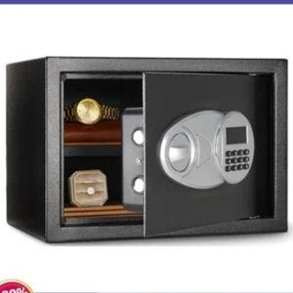 Amazon Basics Steel Security Safe and Lock Box with Electronic Keypad, for Cash, Jewelry, Documents, Black, 0.5 Cubic Feet, 13.8" W x 9.8" D x 9.8" H