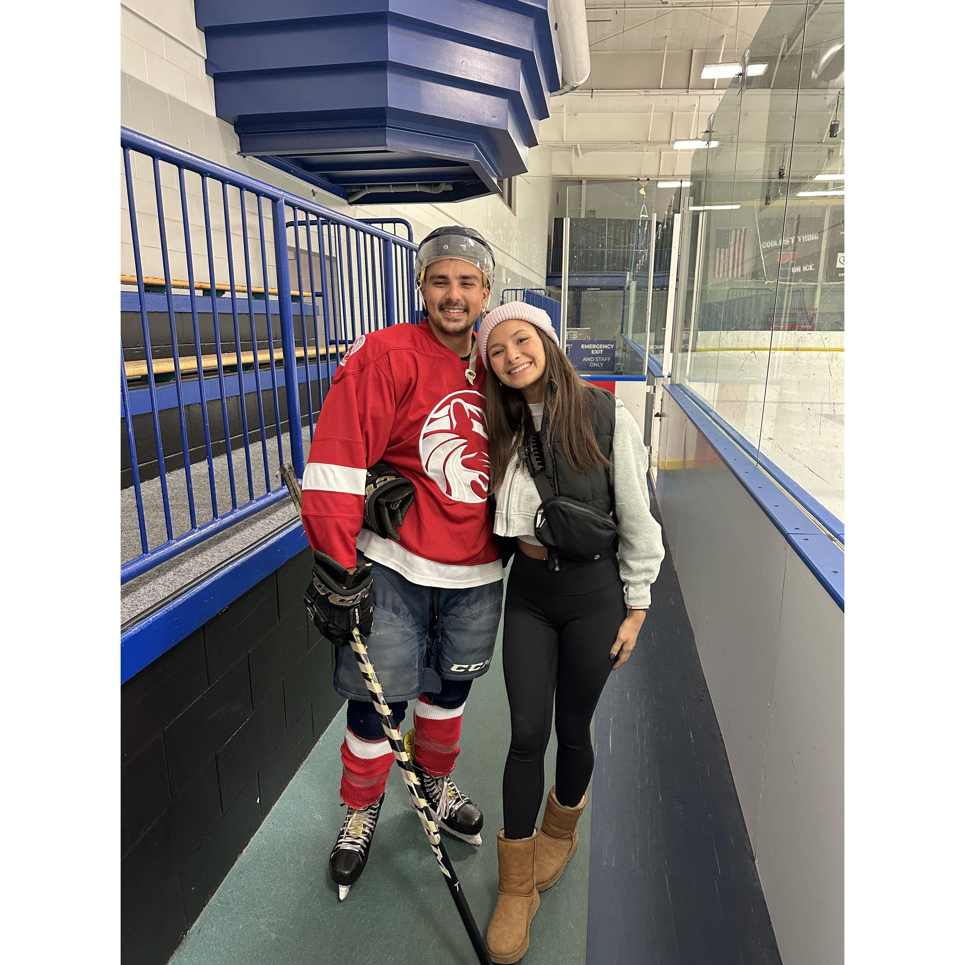 Watching Phil play hockey