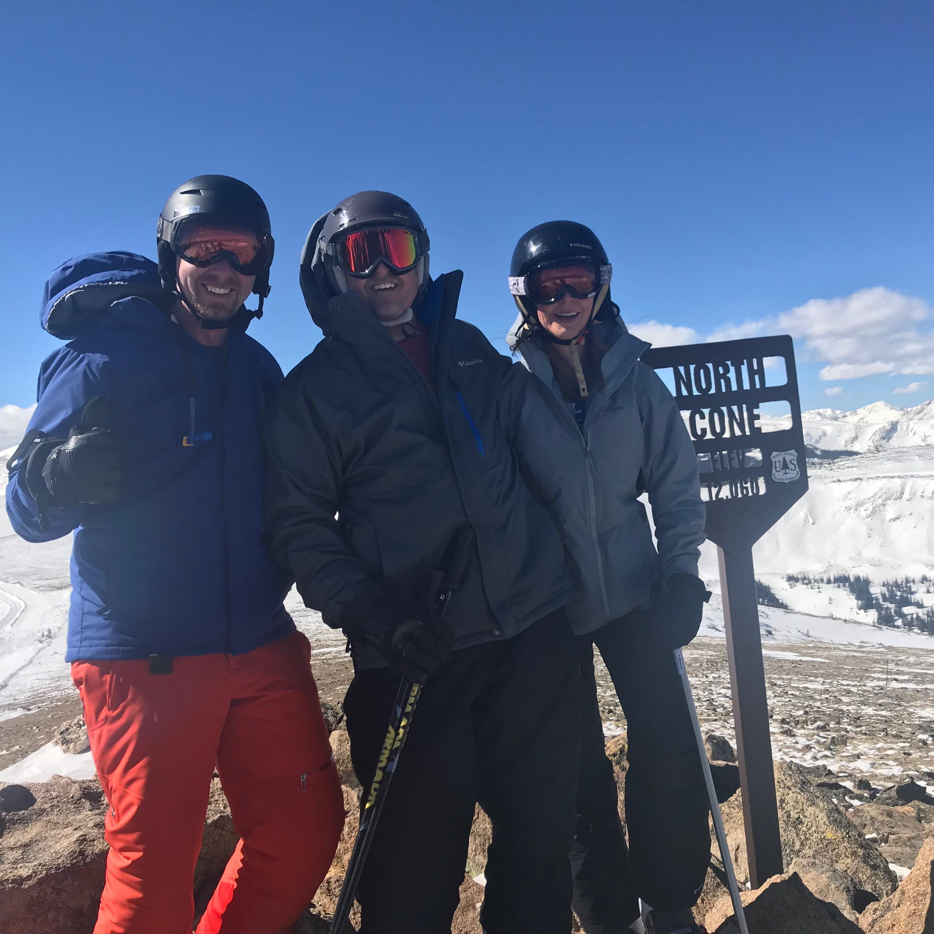 Sure.... let's ski and then hike up the peak here and take a picture with 50 mph winds.