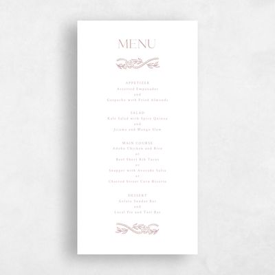 Grayed Mauve, Pink Wedding Menu - Estella