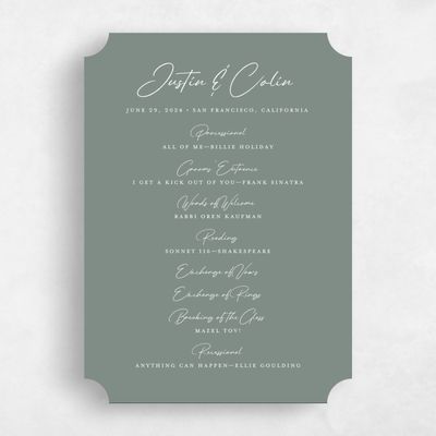 Green Ticket Wedding Program - Burke