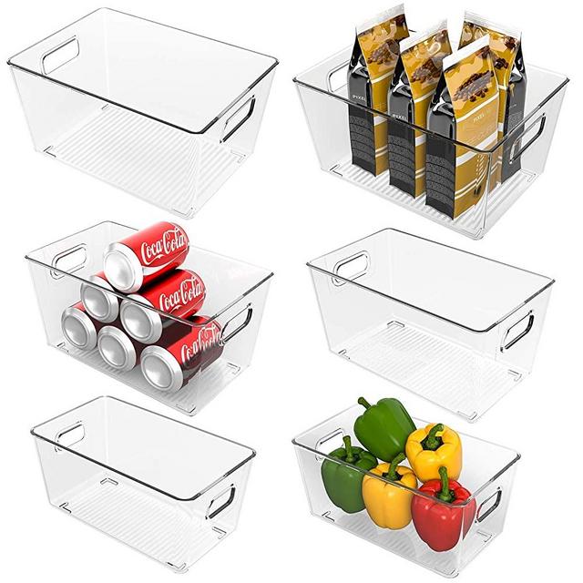 Ohuhu Fridge Organizers and Storage Clear, 6PCS Refrigerator Organizer Bins, Pantry Organization, Food-Grade PET Material Fruit Containers for Fridge, Kitchen Cabinet Organizer Shatter-Resistant