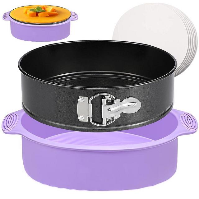 Springform Pan 9 Inch Nonstick Cheesecake Pan with Protector, Leakproof Spring Form Pan for Cheesecake, Round Cheese Cake Pans for Baking, 9 Inch Springform Cake Pan with 50Pcs Parchment Paper