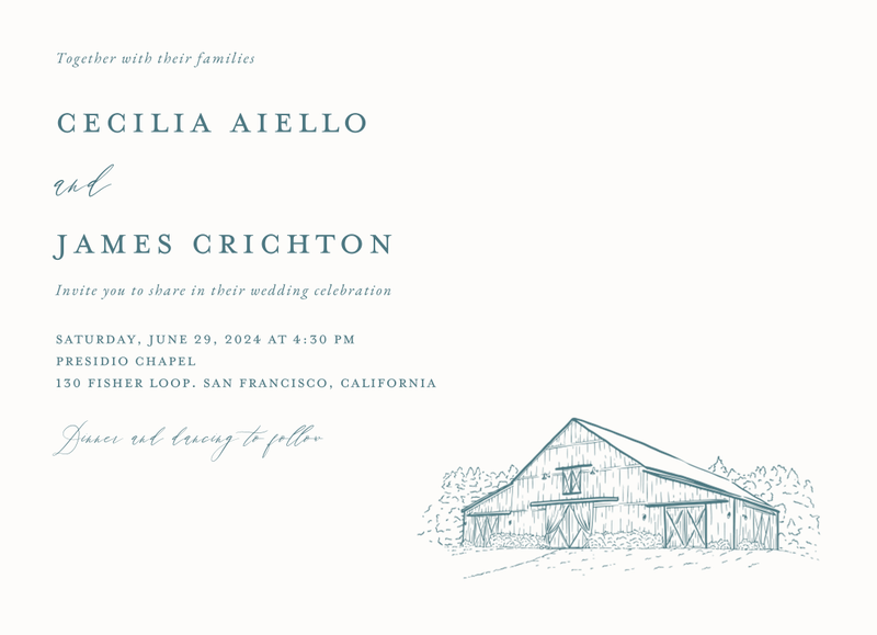 Millbrook Landscape | Deep Blue Spruce | Zola Wedding Invitations