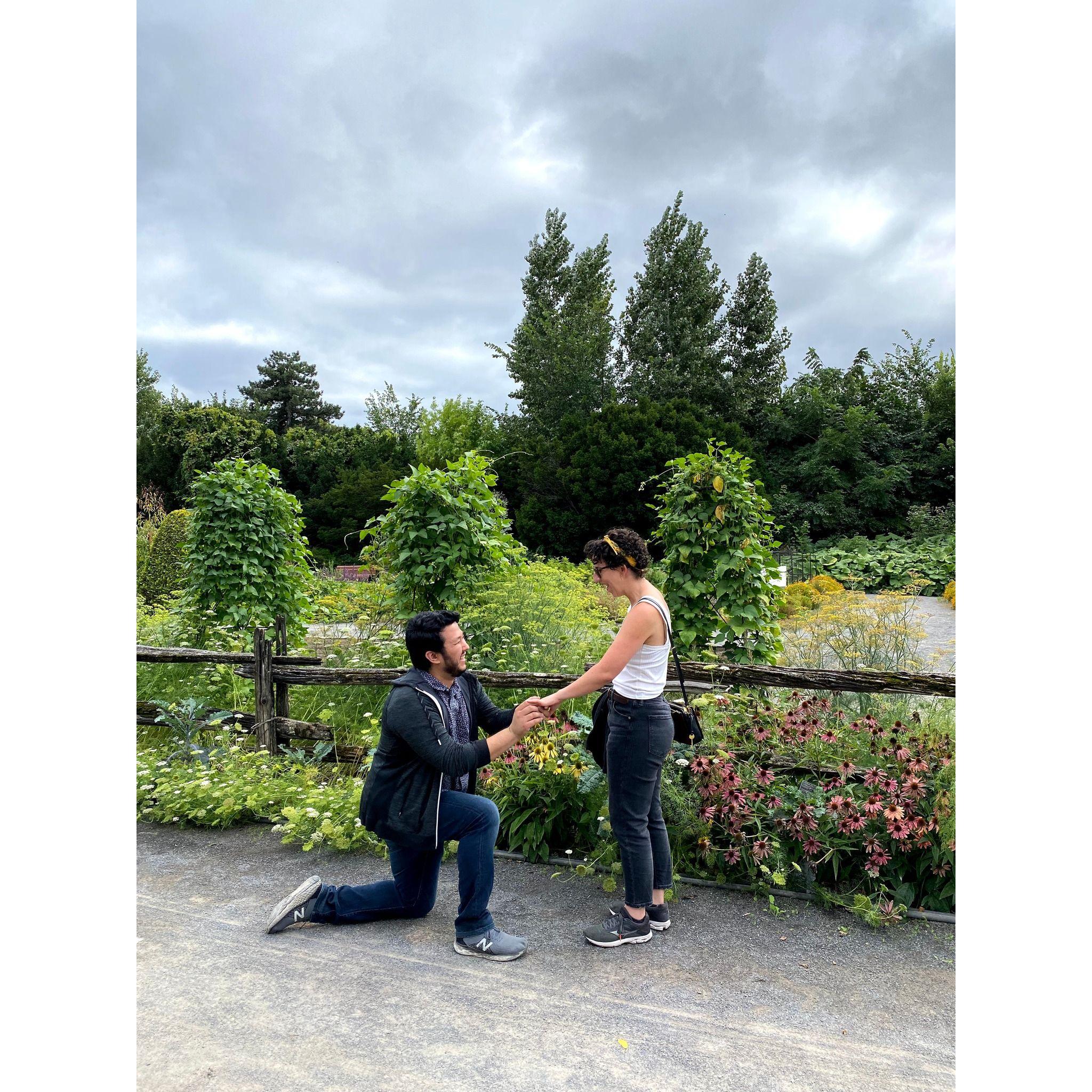 Blake's proposal in the Jardin Botanique de Montreal 2022.