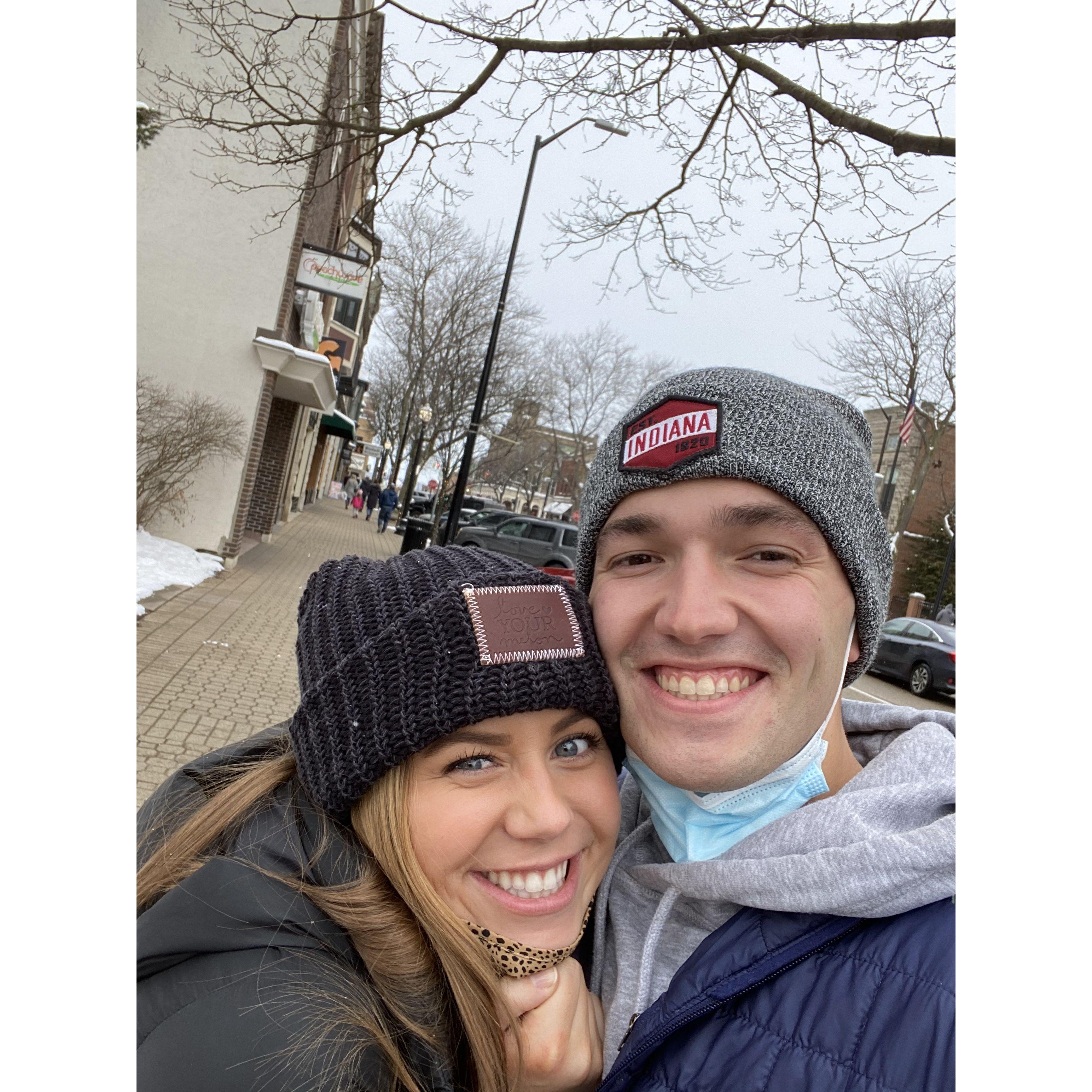 Our first trip to Holland, Michigan, where Jake and Alyssa later got engaged! For this Valentine's Day, Jake surprised Alyssa with a scavenger hunt that led to a bouquet of tulips to hint to Holland.