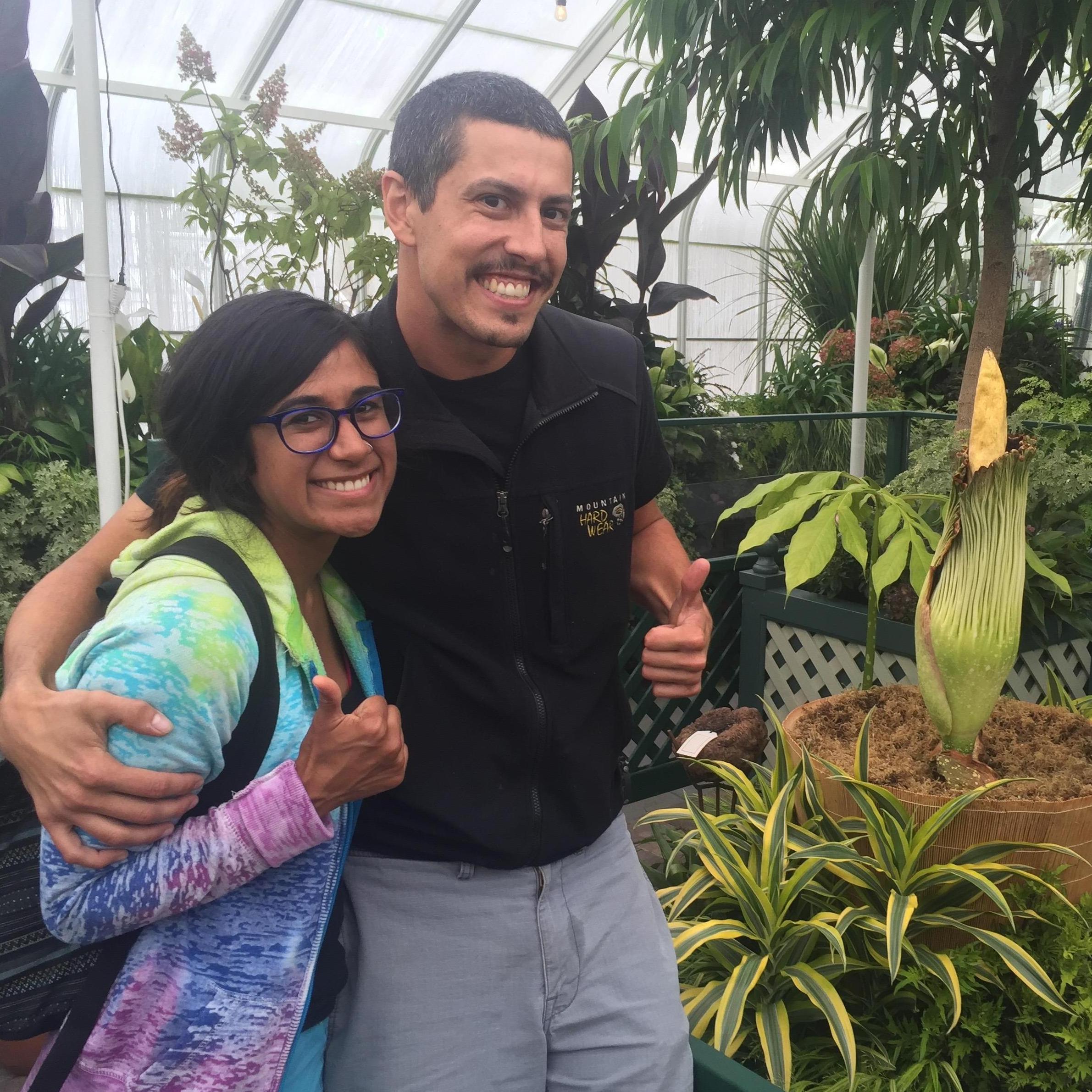 Our visit to see Dougsley, Amorphophallus titanum, the corpse flower, during its rare bloom when we first started dating! Spring 2016.