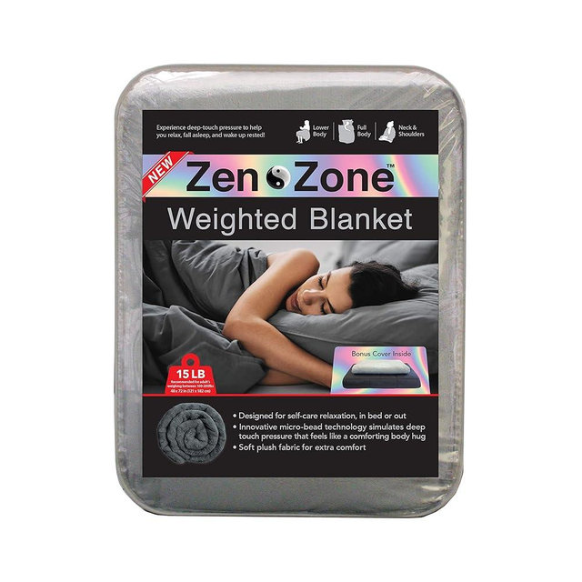 15 lbs Plush Weighted Blanket with Removable & Washable Cover, Grey (48 in. x 72 in.)