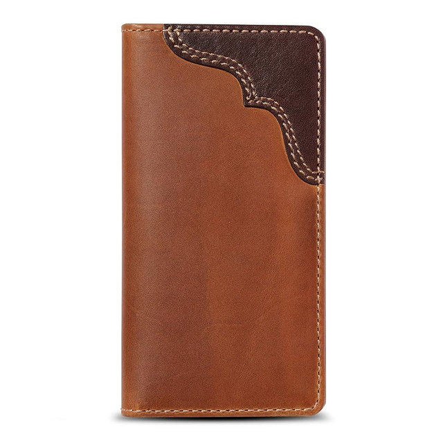 House of Jack Co. Buck Long Bifold Wallet for Men and Outdoorsmen, Full Grain Cowhide Leather Rodeo Wallet, Tan