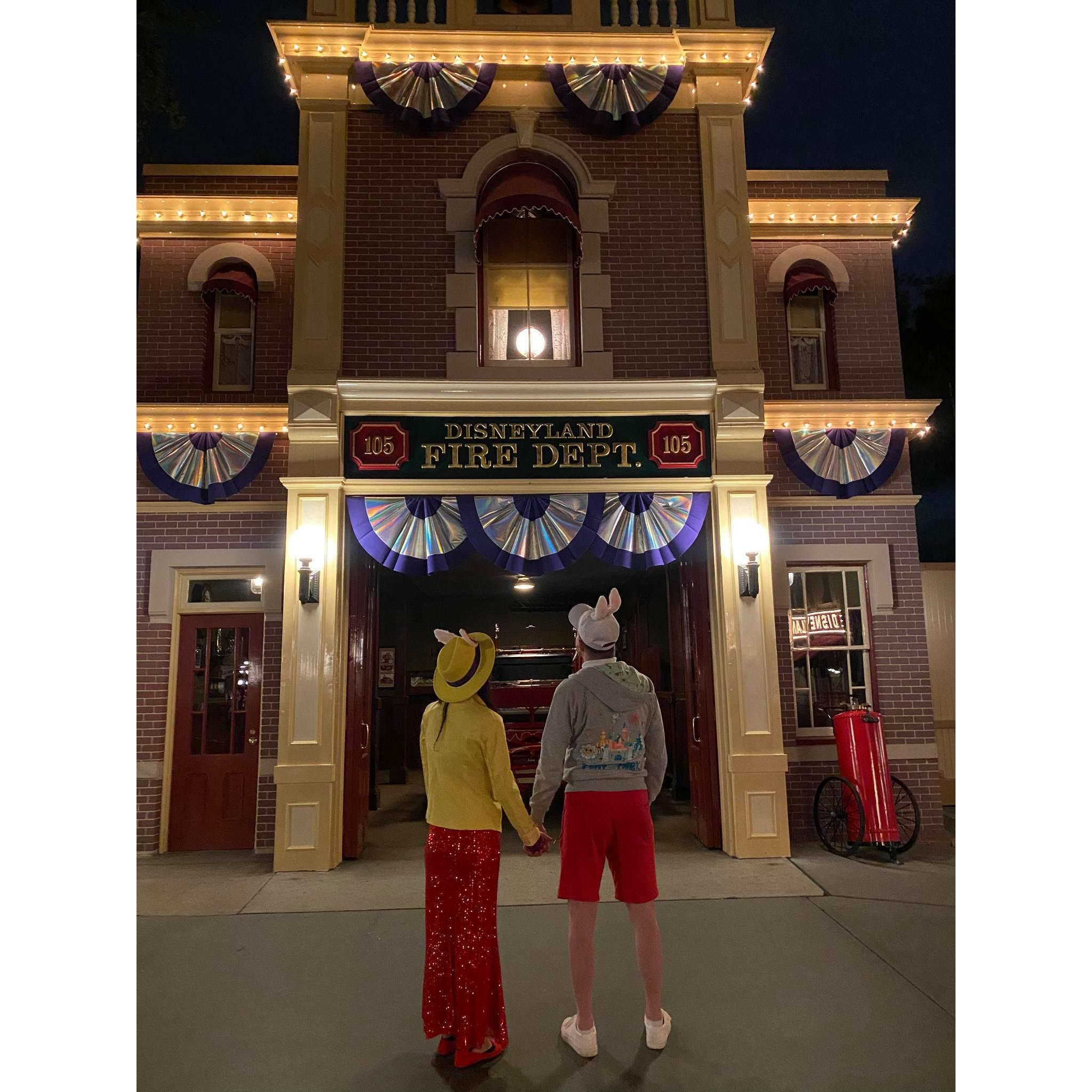 Looking up to where we got engaged knowing a big part of our story will always be at Disneyland