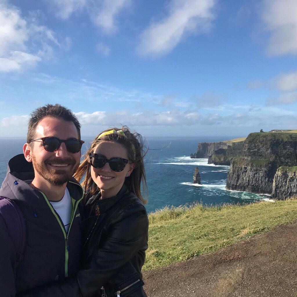 Ireland 2018 - engaged @ Cliffs of Moyer (Amanda is scared of heights and slightly intoxicated in this photo).