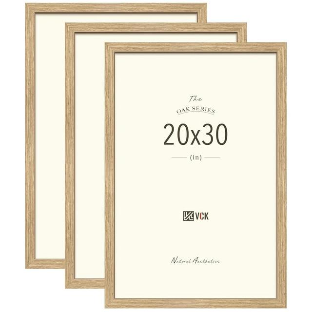 VCK 20x30 Oak Wood Frame for Poster & Picture, Natural Solid Wood Photo Frames Set of 3, Wall Gallery Frame