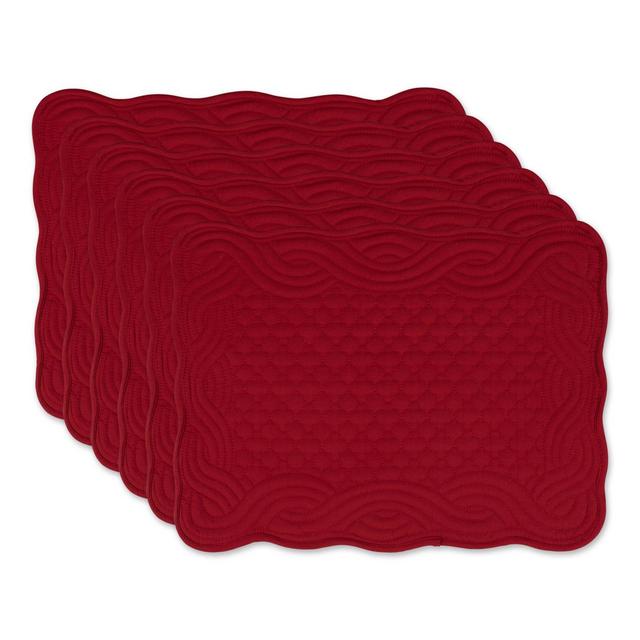 DII Quilted Farmhouse Placemats in Cranberry (Set of 6)