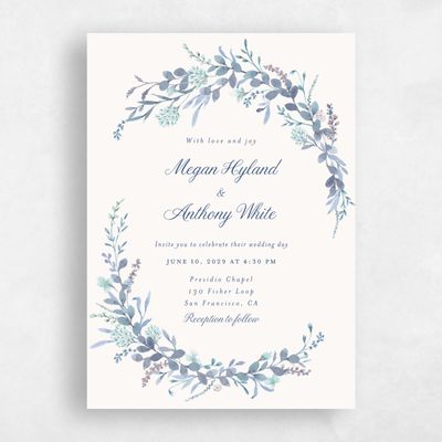 Dusty Cobalt, Blue Wedding Invitation - Nektar Portrait