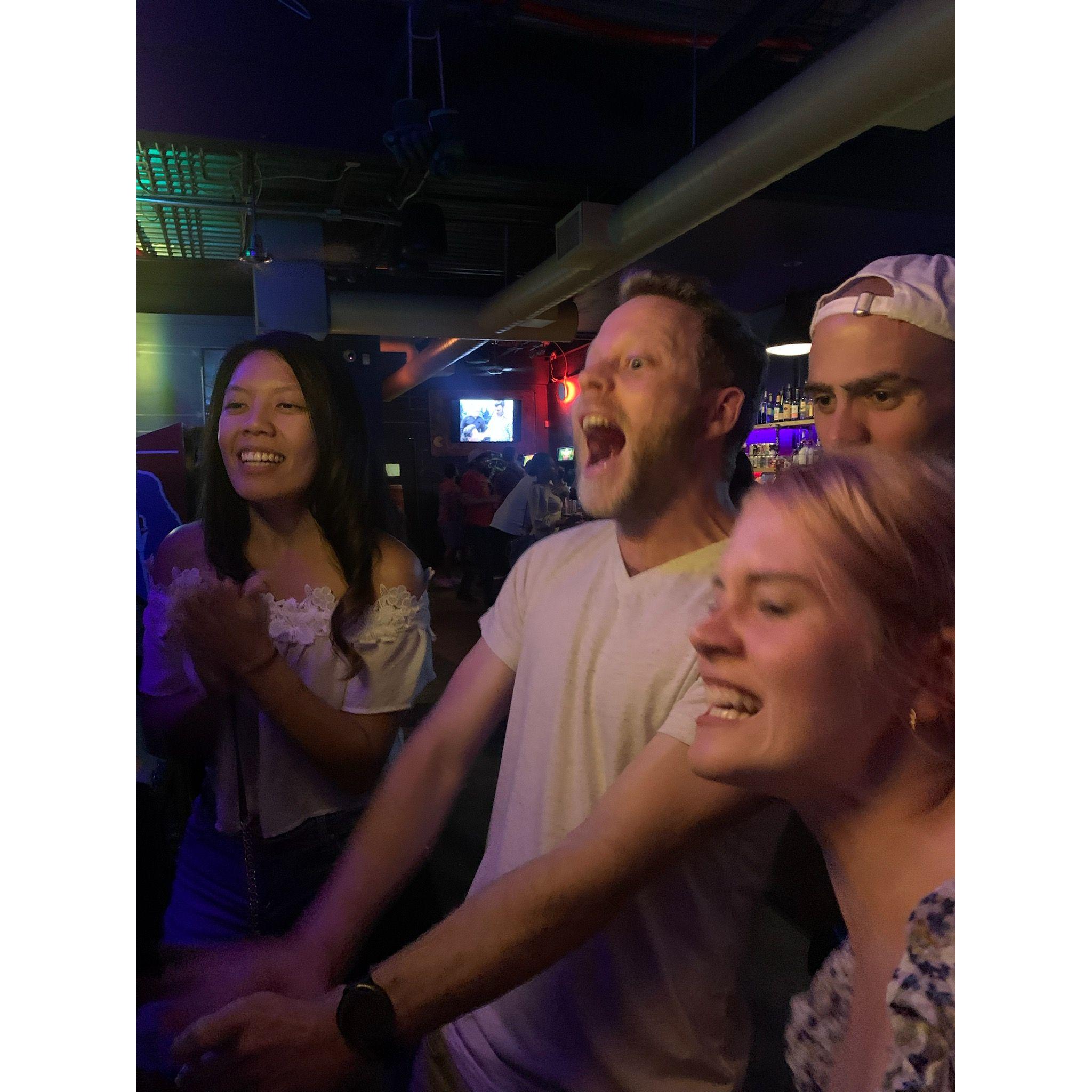 A Denver arcade night where we clearly were trying to beat one another.
Liz won.