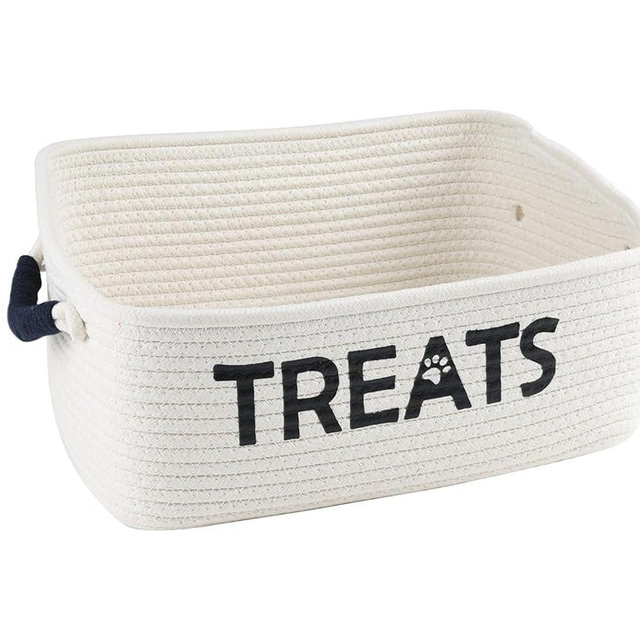 Brabtod Cotton Rope Dog Storage Organizer-Portable Dog Treat Container-Collapsible Storage Box for Dog Treats,Soft Sturdy,Dog Stuff Organizer for Dog Treats/Snacks/Camping essentials