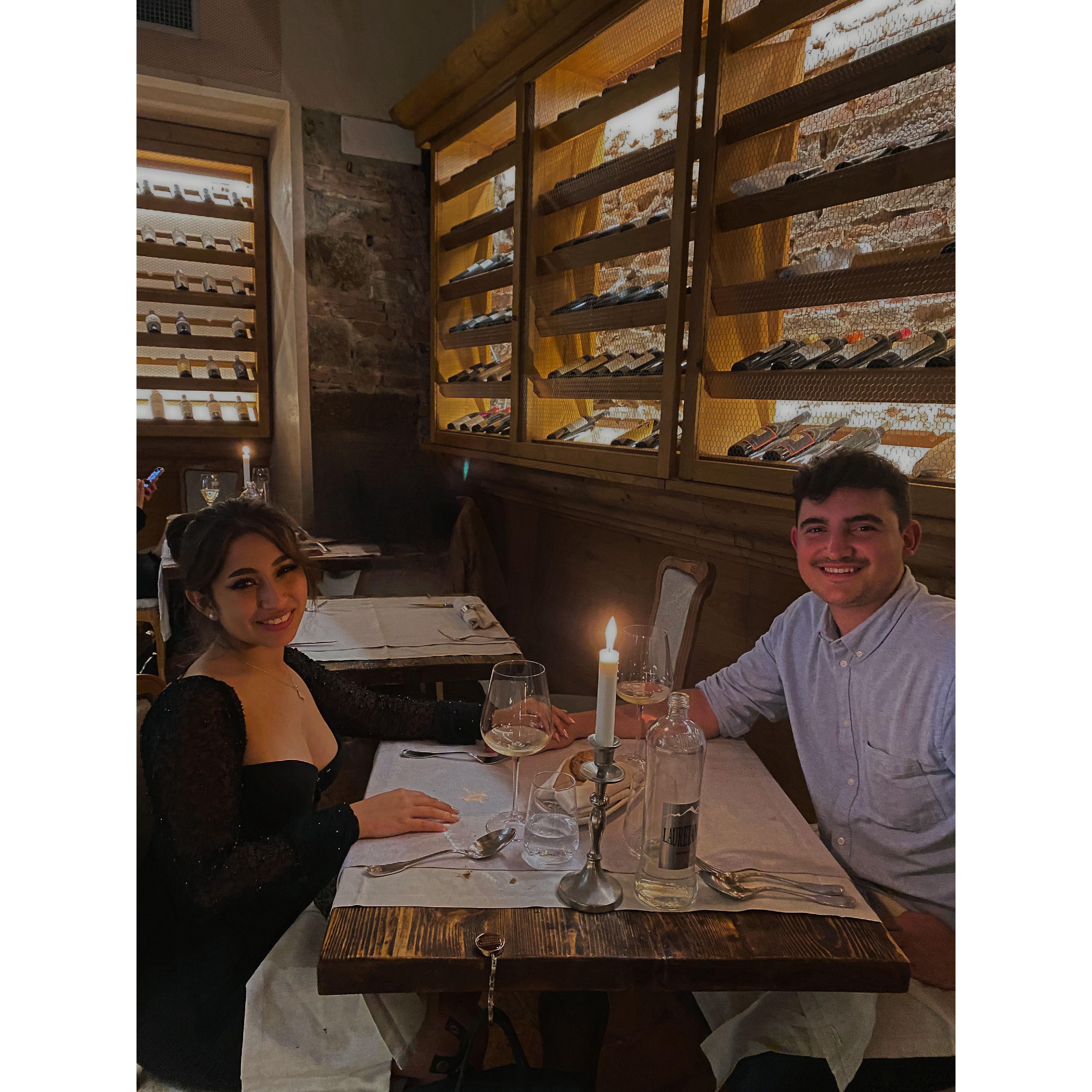 We celebrated our engagement at the famous Michelin Restaurant Degusteria Italiana in Florence