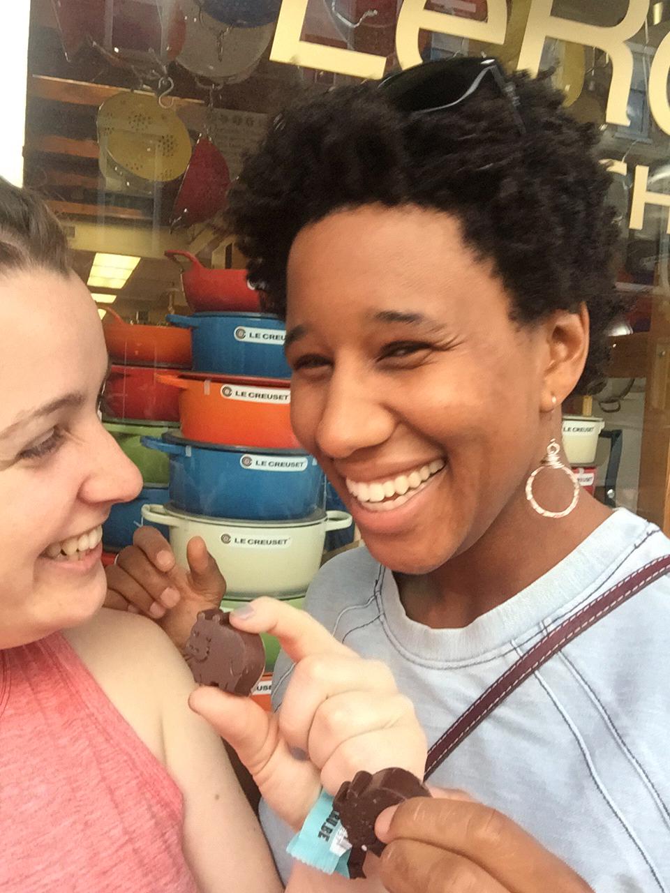 Hanging out in Portsmouth, NH, August, 2015, during our first (of many!) trips there together.