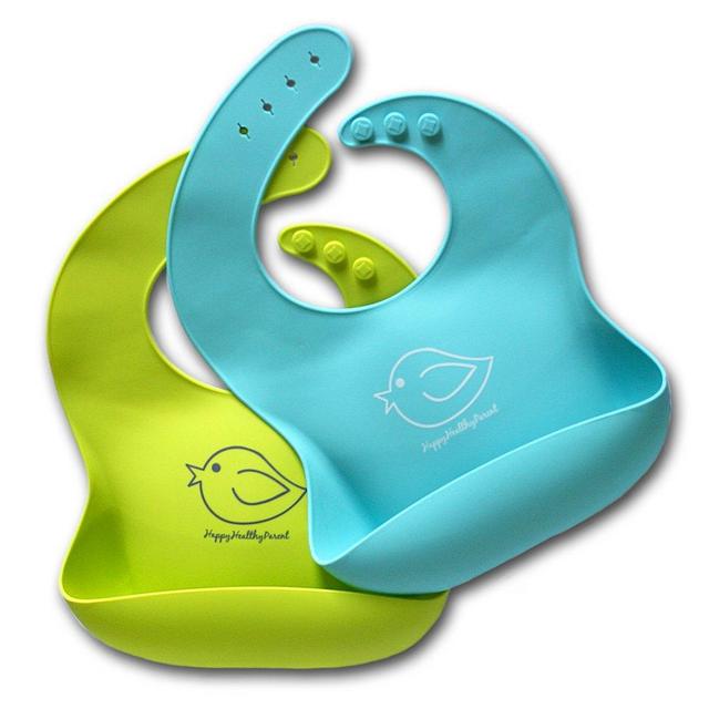 Silicone Baby Bibs Easily Wipe Clean - Comfortable Soft Waterproof Bib Keeps Stains Off, Set of 2 Colors