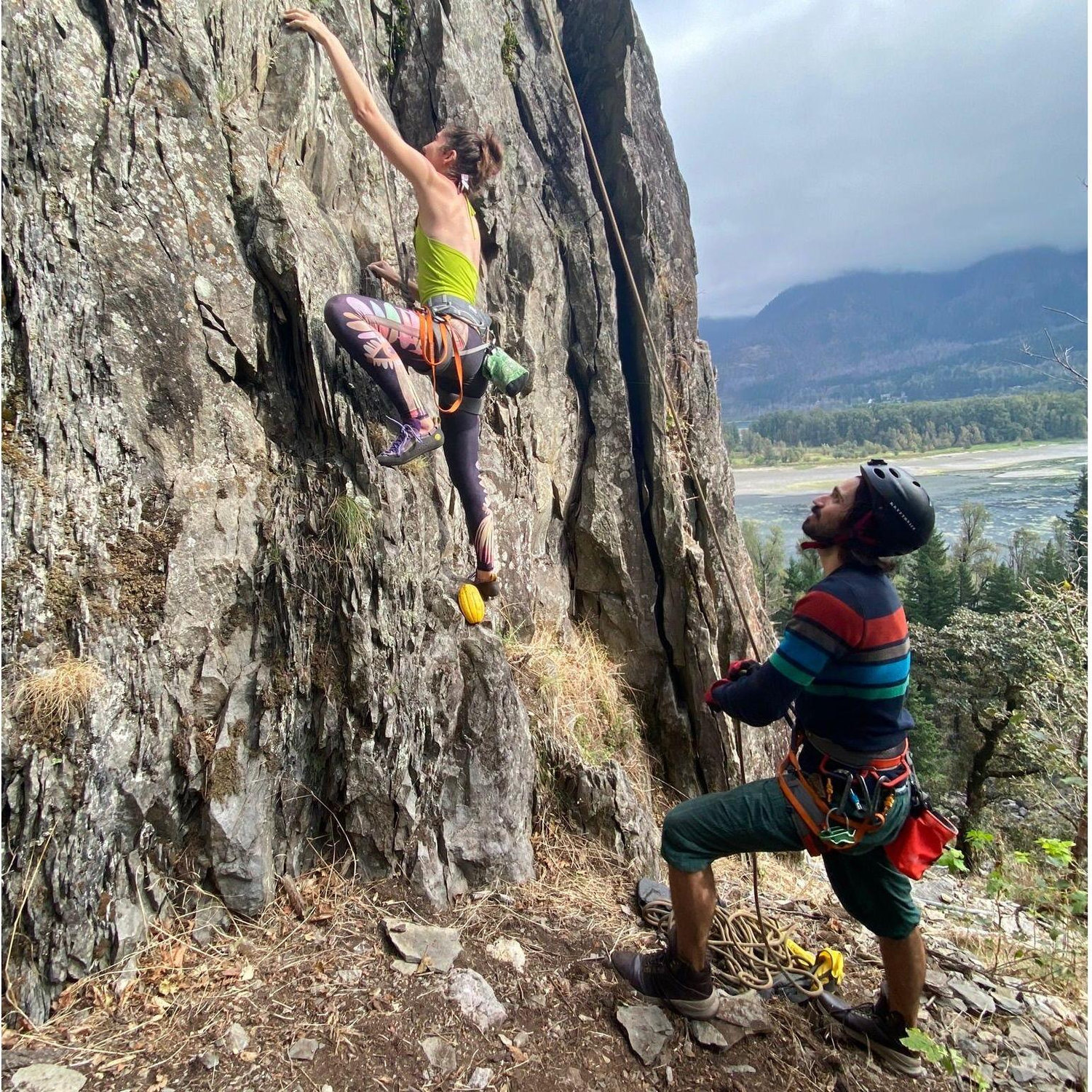 Rock climbing along the Colombia River in Washington State.