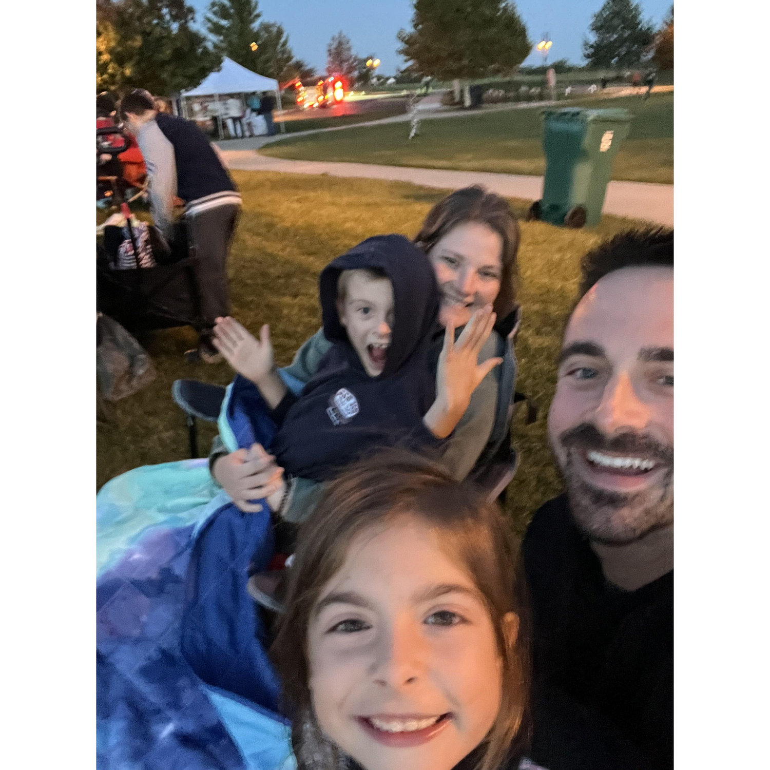 Movie in the park with the kids.