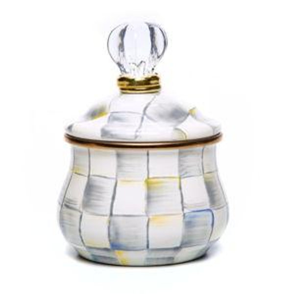 Sterling Check Lidded Sugar Bowl