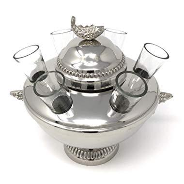 Silver Plated Caviar and Vodka Server + glasses