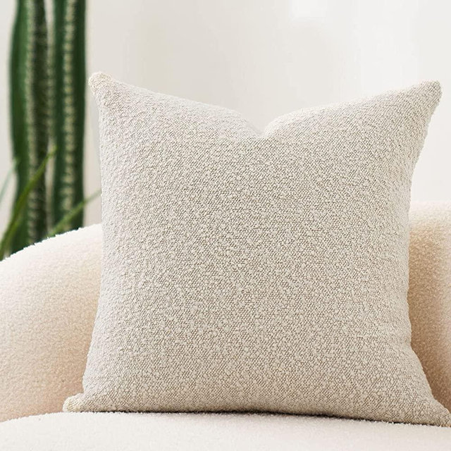 DOMVITUS Boucle Pillow Covers 24x24 Luxury Throw Pillow Covers Decorative Pillows for Bed Sofa Pillows for Living Room Accent Couch Pillows Soft Cushion Case, 1PC, Buttery Cream