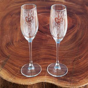 Etched Champagne Flutes - Set of 2