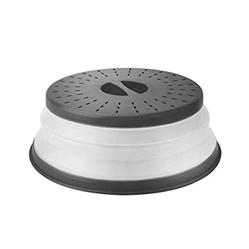 OUZIFISH Microwave Plate Cover 10.5 inch Collapsible Food Plate Lid Cover - BPA Free, Easy Grip, Microwave Plate Guard Lid With Steam Vent & Colander Strainer for Fruit  (Grey)