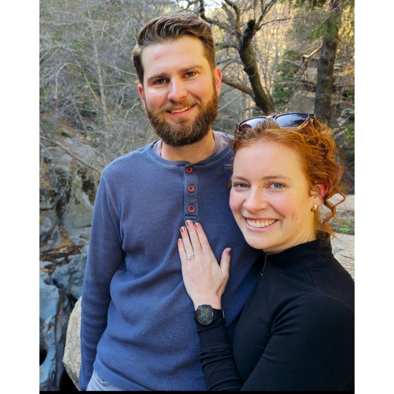 Thanks to a lovely fellow hiker on the trail, we have a picture to remember the day I said yes to forever. He proposed on December 22nd at Heart Rock in Crestline California.