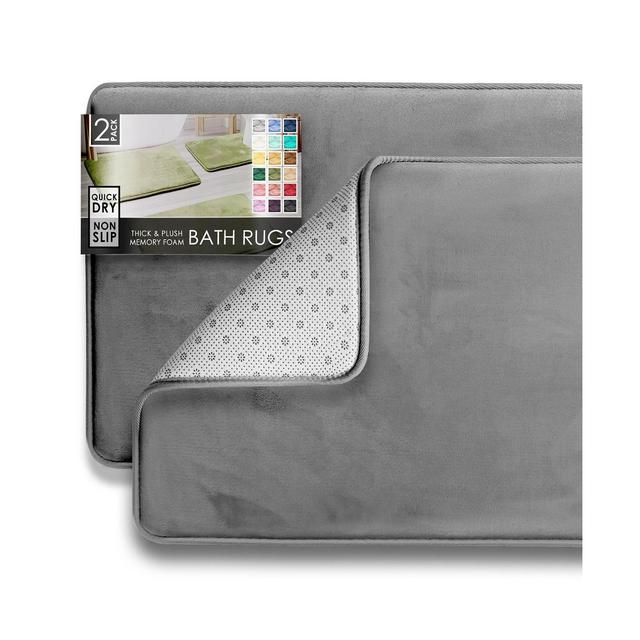 Clara Clark 2 Piece Ultra Soft Non-Slip Plush Memory Foam Bath Rug Set - Small & Large