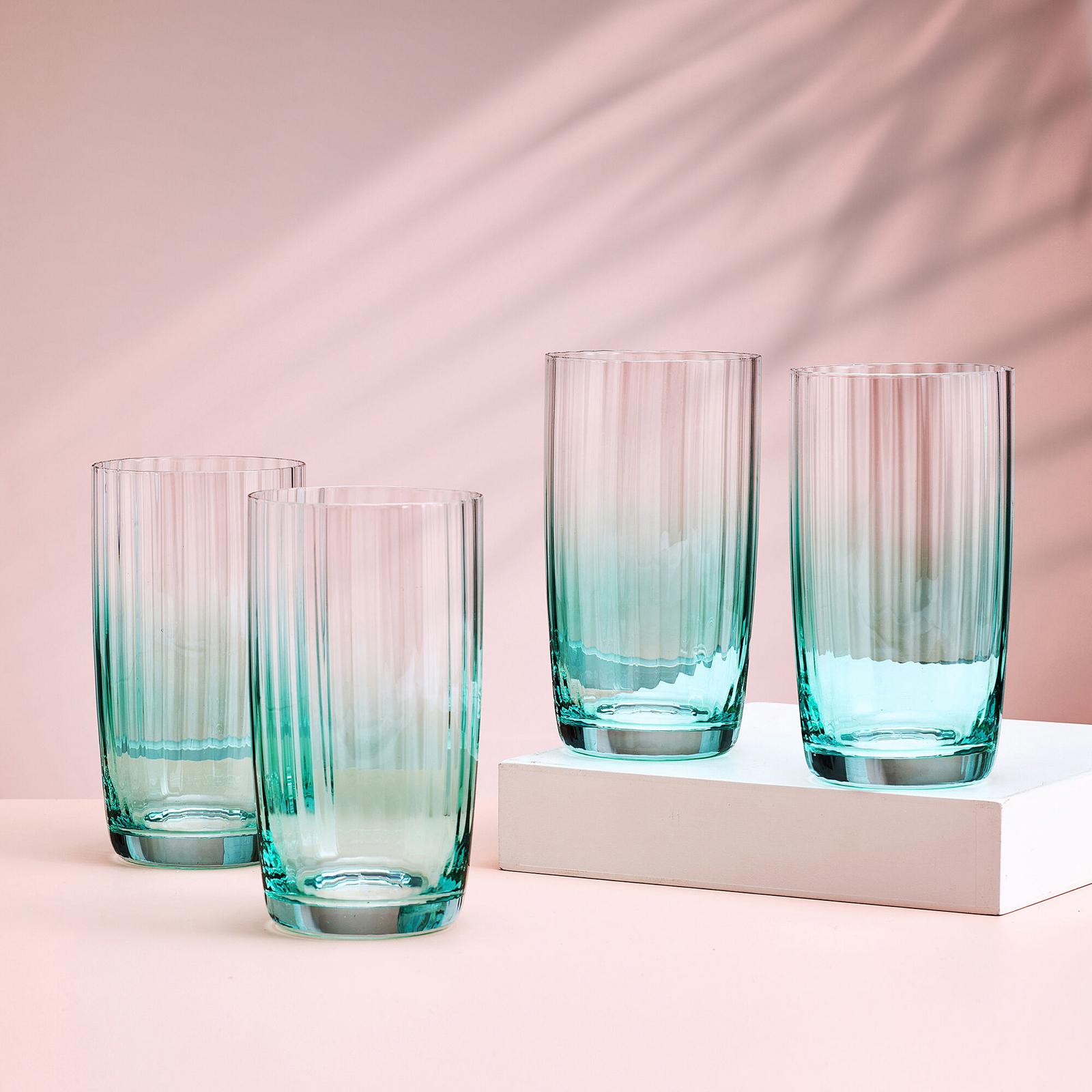 Darbie Angell Good Day Teal Set of 4 Highball Glasses