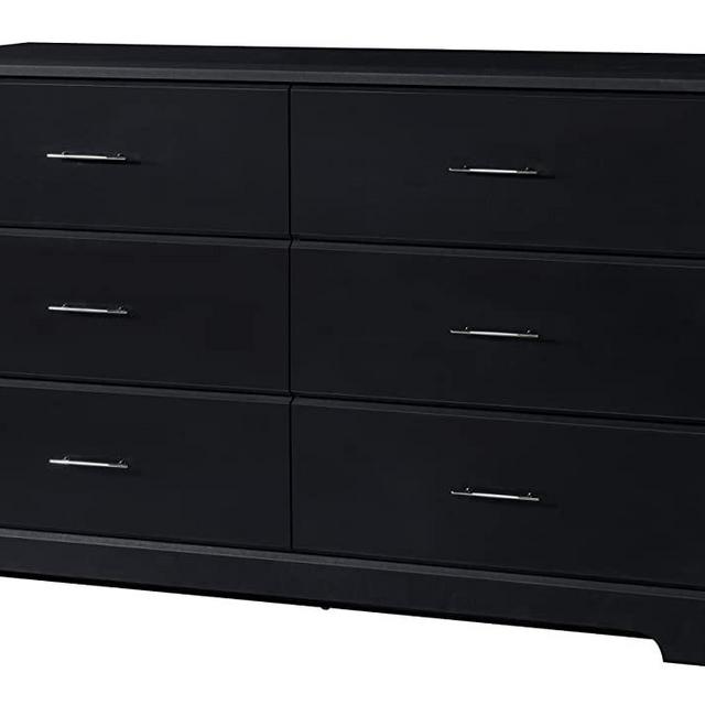 Storkcraft Brookside 6 Drawer Dresser, Black, Kids Bedroom Dresser with 6 Drawers, Wood and Composite Construction, Ideal for Nursery Toddlers Room Kids Room