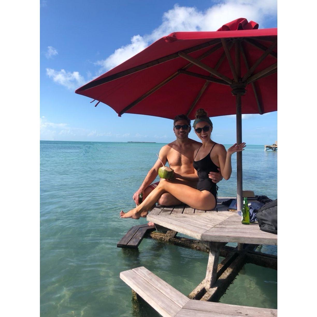 Enjoying a little shade in Belize, while on our first international trip together.