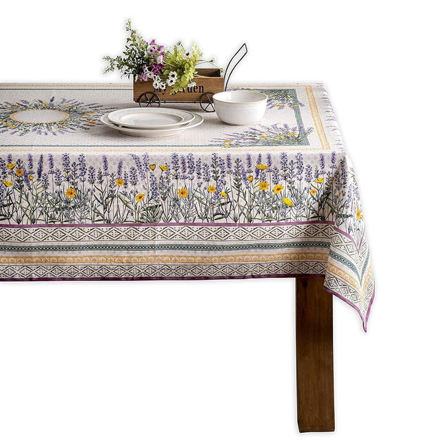 Maison d' Hermine Table Cover 54"x72" 100% Cotton Decorative Washable Rectangle Tabletop Tablecloths for Gifts, Kitchen, Party, Wedding, Restaurant & Camping, Fanny Lavender -Spring/Summer