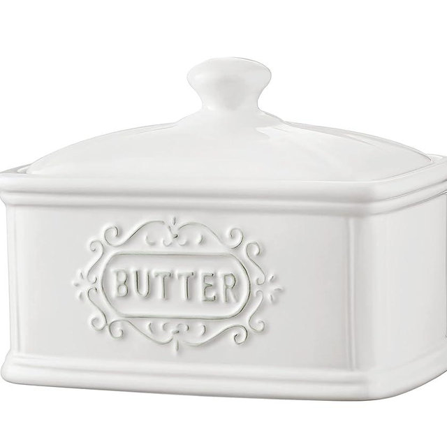 Large Hand-painted Ceramic Butter Dish With Lid LargeTAWCHES Butter Box Butter Keeper Crock for countertop And butter holder Vintage Kitchen Farmhouse Decor Butter Churner