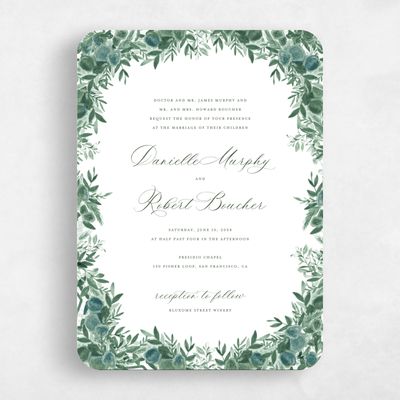 White Rounded Wedding Invitation - Chai Portrait