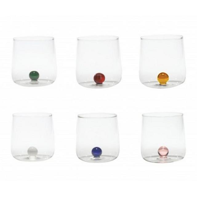 Zafferano Bilia Set 6 tumblers with 6 different colours little balls