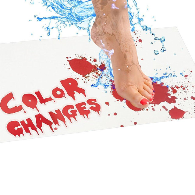 Bloody Bath Mat - Combo Set of 2pcs, Turns Red When Wet, Footprints Disappear Like Magic (Mat Does Not Absorb Water), Great for Funny Gag Gifts, Footprints Disappear Like Magic