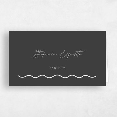 Dark Charcoal, Grey Wedding Place Card - Molnar